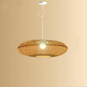 Bamboo Hanging Lamp Japanese Rattan Weaving Pendant Lights Retro Garden Restaurant Study Bedroom Living Room Lamp