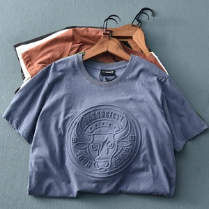 Fashion Tee Men Organic Cotton White Unisex Plain Graphic Custom Embossed T Shirt Women