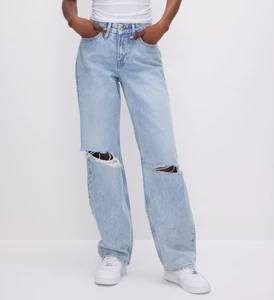 Custom Women 90S Wide Leg Denim Jeans High Waist Loose Full Length Straight Knee Distressed Wide Leg Jeans For Women