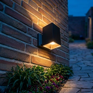 Outdoor LED Auto Switch Solar Up/Down Waterproof IP54 Stainless Steel Wall Light 50Lumens 6000K Daylight