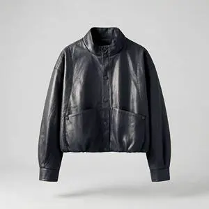 Handsome Women's Eco-Friendly Bomber Jacket Solid PU Leather Autumn/Spring Short Stand Collar Polyester Lining