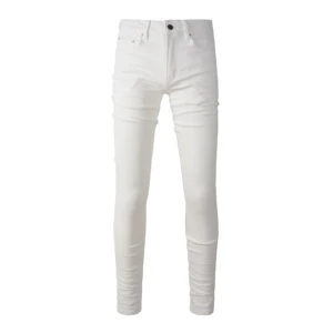 High Quality White Men's Slim Fit Stretch Skinny Jeans Plus Size Boot Cut Casual Pants Wholesale Streetwear Autumn Spring Washed