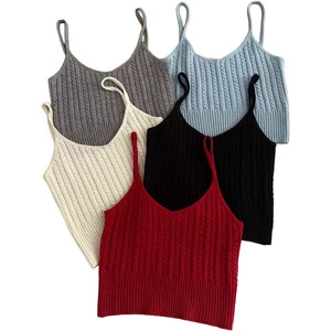 Vintage Cable Knit Thin Sleeveless Vest Women New Arrivals Versatile Spring Basics Layering Breathable Sweet Knitted Camisole