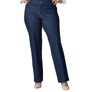 Womens Plus Size Navy Blue High Waist Dress Pants Office Work Trousers Straight Leg Formal Business Casual Printed
