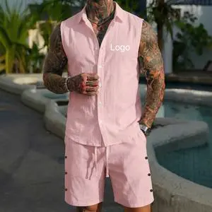 Summer Sleeveless Collared Shirt Sets Men's Casual Sportswear Sets