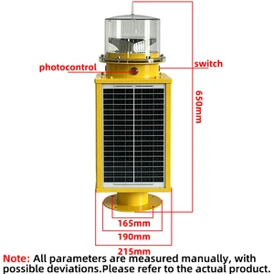 Remote Controlled Solar LED Aviation Obstruction Light For Tower & Bridge Safety