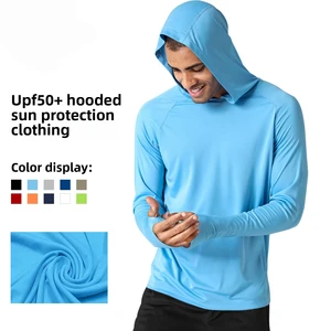 Cross-border UPF50+ Solid Polyester Hooded Sun Protection Jacket Outdoor Hiking Mountaineering Fishing UV Protection Quick-Dry