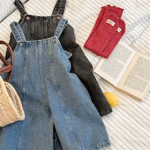 Children's Clothes Autumn Korean Style Cotton Baby Pants Coated Girls' Overalls Denim Long Jumpsuit Pants