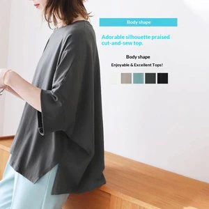 Hot Sale Pure Cotton Batwing Sleeve Oversized Loose Fit Women T Shirt Side Split Casual Summer Top For Women Ladies