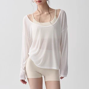 Newest Fashion Clean Fit Women's Yoga Top Sports Quick Dry Fitness Long Sleeve Ultra Thin White Comfortable Breathable Square