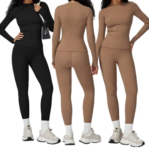 2-Piece Plus Size Women's Yoga Set Mid Waist Leggings and Tops Slim Fit Quick Dry Workout Set