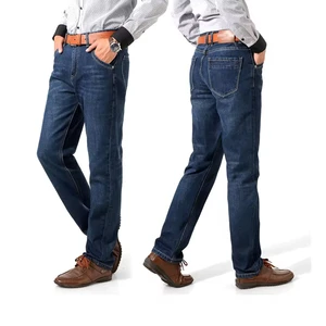 High Quality Custom Made Men's Winter Straight Denim Pants Wholesale Casual Stylish with Medium Wash Custom Logo Plain Dyed