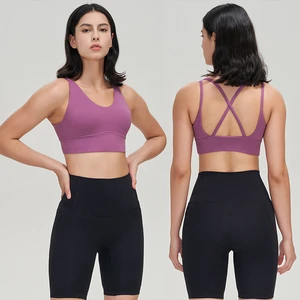 DTL-WX33 Women's Sports Bra U Neck With Pads Bra Yoga Tank Fitness Yoga Workout Running Top