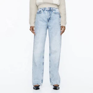 Light Blue High-Rise Women's Jeans Long Length Straight Cut Women Jeans