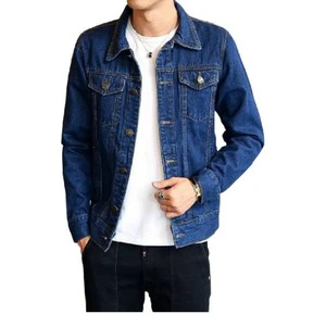 Wholesale Men's Denim Jacket Plus Size Knitted Breathable Eco-Friendly Casual Winter Button-Up Coat Oversize BD