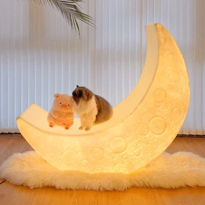 Modern Minimalist Crescent-Shaped LED Floor Lamp Remote Control Dimmable Decorative Ambient Lighting White/Warm/Colorful (16