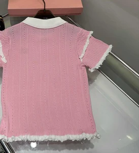 Wholesale High Quality Fashion Summer Knitting Women Short Sleeve Top