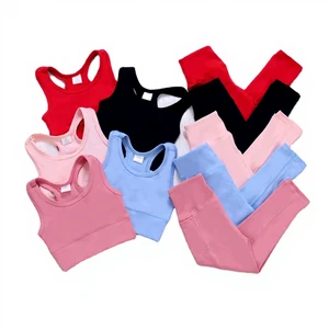 Fast Shipping Fitness Leggings Two Pieces Sportswear Nylon Spandex Girl Yoga Sets