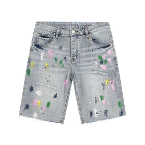 Casual Men's Vintage Jeans Shorts for Hot Summer Slim Fit Light Wash for Denim Mid Waist Straight Style Woven 100% Cotton
