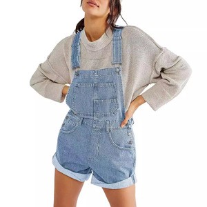 2026 New Women Vintage Denim Short Overalls, Loose High Waist Straight Baggy Wide Leg Jean Jumpsuits Casual Streetwear