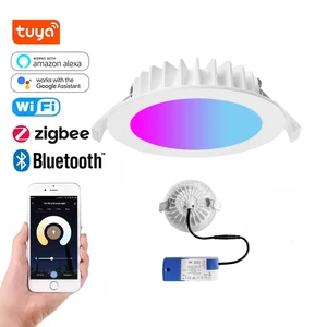 LED Downlight 10W Wifi TUYA Zigbee Dimmable Indoor Home Office Downlight Saa Ce IP44 Slim Panel Aluminum Smart Led Downlight