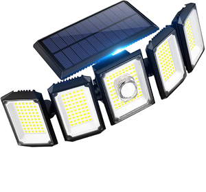 Modern Solar Outdoor Motion Sensor LED Security Lights with Remote Control 5 Heads IP65 Wide Angle Solar Floor Lights Black