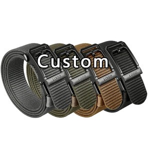 Customizable Logo Men's Ratchet Tactical Belt 1.5-inch Nylon Webbing Work Belt Features Automatic Sliding Buckle