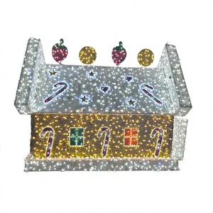 Christmas Custom IP65 Outdoor LED 3D Candy House Motif Light 3M for Street Decoration