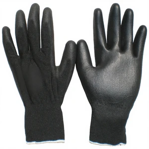 Durable Breathable PU Coated Safety Gloves Knit Wrist Cuff for Garden Mechanic Work Flexible Powder-Free Silicone-Free