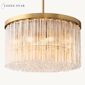 LED Cielo Round Chandelier Modern Glass Pendant Lights Fixture for Dining and Living Room with Adjustable Height for Lighting