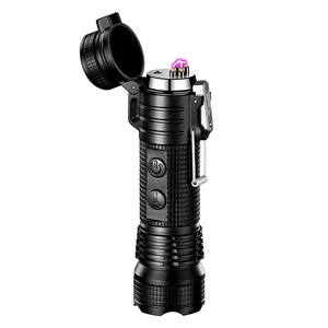 Electric Lighter Flashlight Dual Arc Plasma Type-C USB Torch Ignite Make Fire Windproof Flameless Camping Tactical Survival Gear