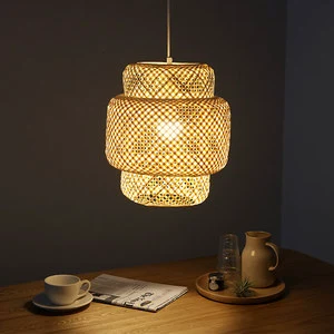 Handmade Bamboo Lamp Shade Pendant Ceiling Light Professional Factory Adjustable Height for Home Decor or Restaurant Use