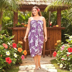 Fashion Beach Sarong Rayon Woven Tropical Leaf Printed Hawaiian Pareo Summer Beach Wear Cover-Up