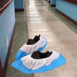 ODM High Quality Blue Disposable Anti-Slip Safety Shoe Covers Made Fujian Novowen+CPE 25-40gsm Electronic