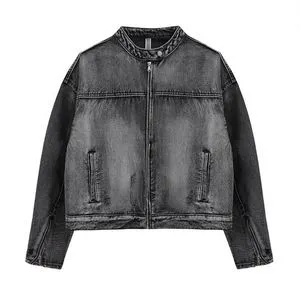 Hot Selling High Quality Men's Denim Jacket Loose Design with Zipper Cozy Coat