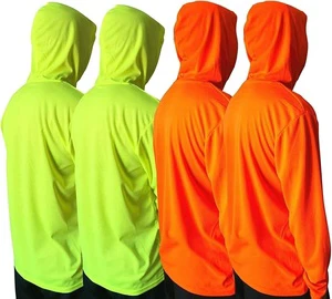 Men UPF 50+ Sun Protection Breathable T Shirt Long Sleeve Workout T-Shirts with Hood and Custom Logo
