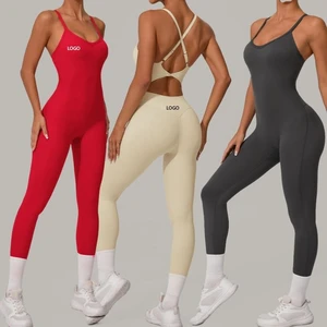 Custom Logo Sportswear High Quality Sports Jumpsuit Active Wear Breathable Yoga One Piece Gym Wear Jumpsuit for Women