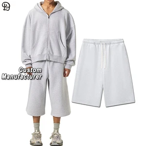 Custom Men Mid Calf Sweatpants 7 Point Cropped Oversize Fleece Casual Loose Comfort Elastic Waist Trendy Fashion Bottom Trousers