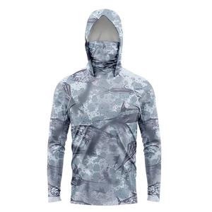 Custom Logo Sublimation Printing Men Sun UPF 50 Performance Quick Dry UV Protection With Hood Long Sleeves Fishing Clothing