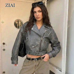 Autumn Winter Short Fashion Biker Women Leather Jacket