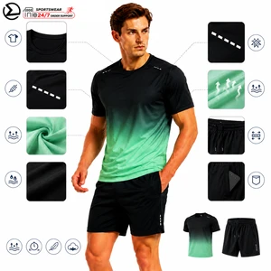 PRO High Quality Custom Tracksuit For Men Gradient Ombre Breathable Lightweight Training Casual Sportswear Set