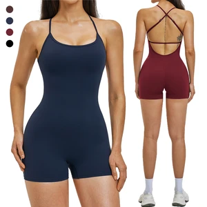 Custom Sports One Piece Bodysuit Fitness Clothes Tights Yoga Clothes Fitness Yoga Wear Women's Jumpsuits Playsuits