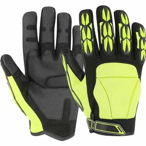 Heavy Duty Synthetic Leather Back Mesh TPR Impact Heat Resistant Safety Gloves Anti-Cutting Adjustable Wristlet Mechanic Hand CE