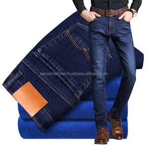 Men's Regular Fit Straight-Leg Distressed Mid Waist Heavyweight Denim Jeans Autumn-Winter Plus Size Loose Elastic