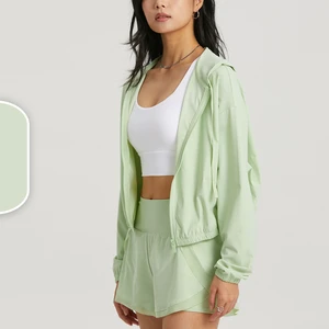 Women's Outdoor Summer Sun Protect UV Protection Full Zip Loose Workout Gym Athletic Yoga Jacket Gym Tops