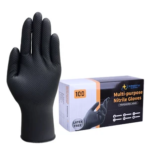 XINGYU Heavy Duty Chemical Resistant Diamond Textured Nitrile Gloves 8 Mil Mechanic Safety Work Disposable Black Nitrile Gloves