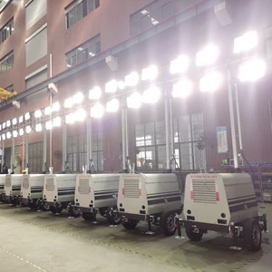 LED Light Tower 9M Hight Mast Telescopic Mast Diesel Engine Robuster Lighting