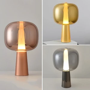 Modern Art Glass Table Lamp, Designer Hotel Bedside Light for Bedroom, Living Room & Show Flat, High-End.