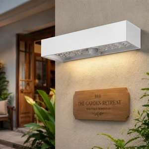 Lead Opto Modern New Outdoor Solar Wall Light IP65 Motion Sensor Adjustable Fence Garden Lighting