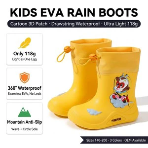 Ultra Light Cartoon Monkey Kids Rain Boots Soft Foldable EVA Anti Slip Waterproof Toddler Puddle Wellies Children Rain Boots